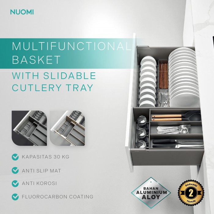 Kitchen Wardrobe Hardware ENCANTO Multifunctional Basket with Slidable Cutlery Tray