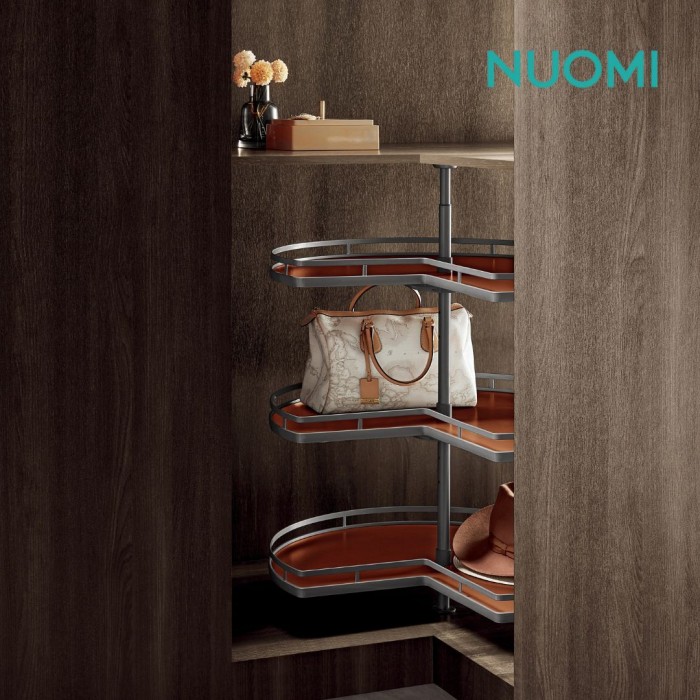 Kitchen Wardrobe Hardware RALPHIE 360° Three-Tier Rotatable Corner Shelf